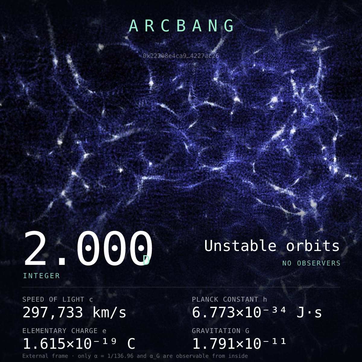 Universe from Arc block #127 — Unstable orbits