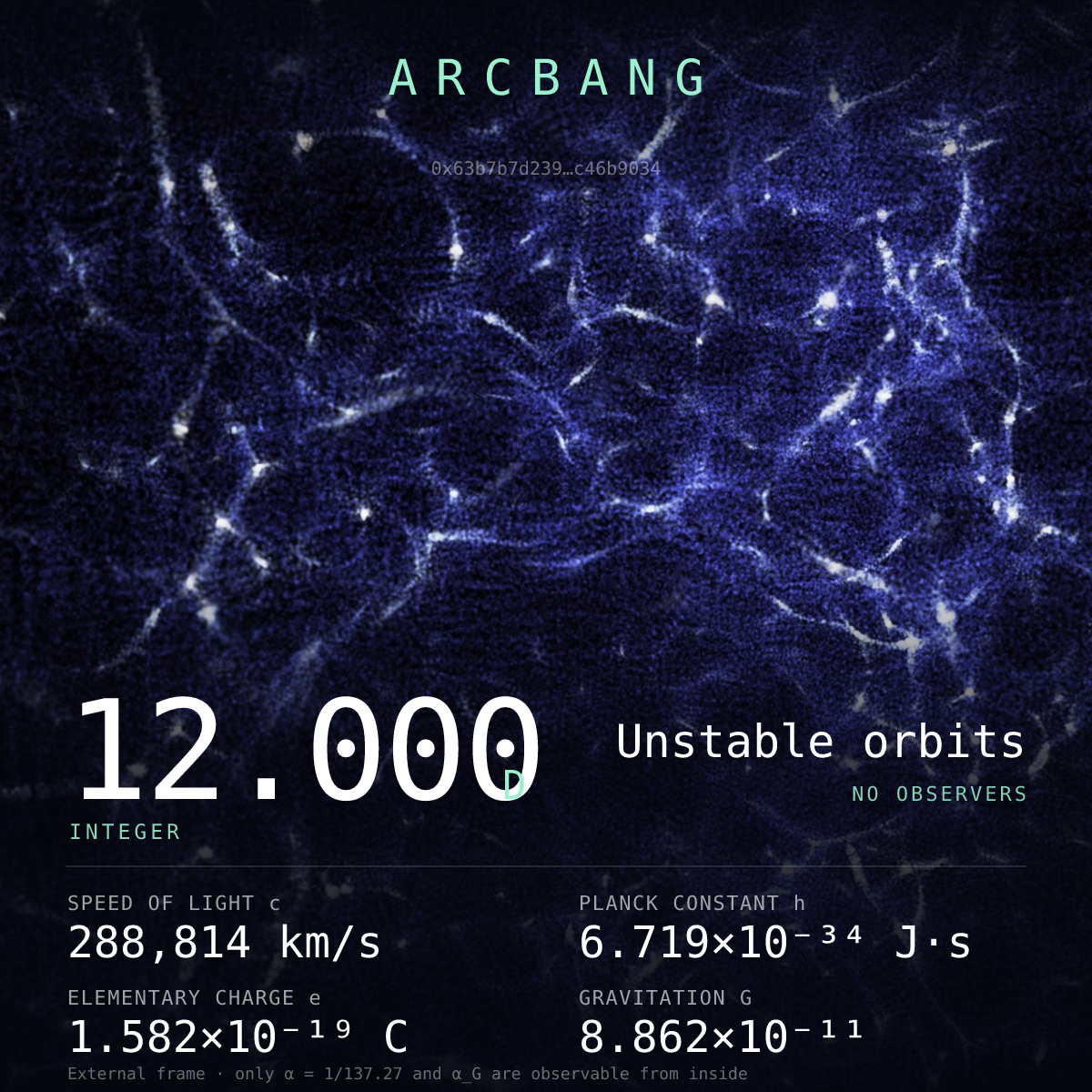 Universe from Arc block #1 — Unstable orbits