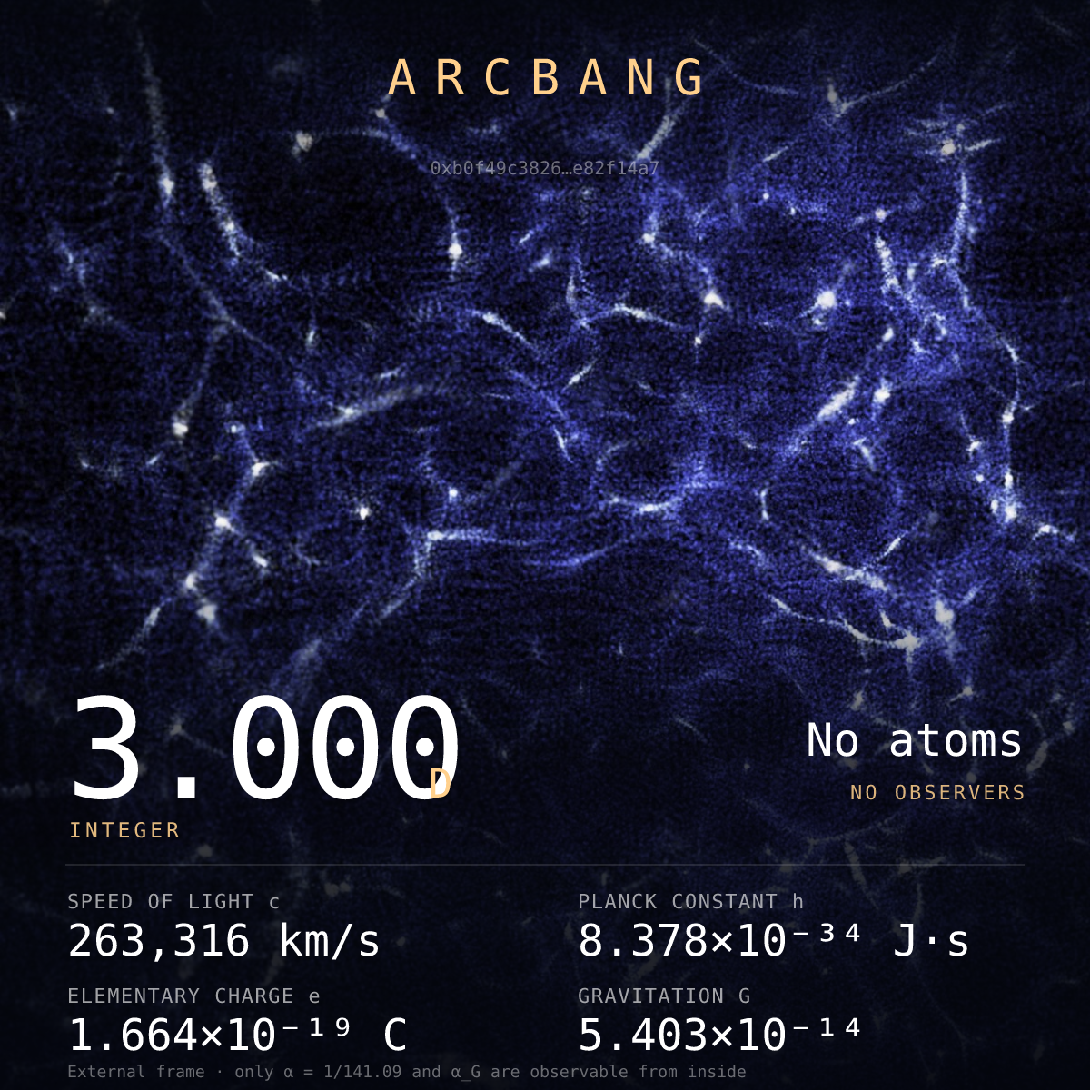Universe from Arc block #624 — No atoms